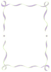 Light Green & Purple Wavy Ribbon Frame with Dots, wedding menu invitation border, hand drawn baby shower, a4 birthday halloween party, clown funfair style, bachelorette bachelor vintage retro