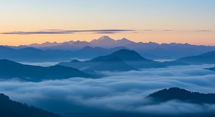 Obraz premium Mountain Range Sunrise: A Serene Landscape Photograph AI Generated