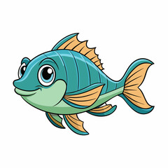 cartoon fish isolated on white