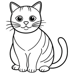 Cat Line Art Vector Illustration

