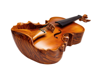 Artistic Violin: A beautifully crafted wooden violin rests elegantly, showcasing its exquisite detail and classic design.