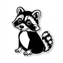 Fototapeta premium Adorable Black And White Cartoon Raccoon Illustration