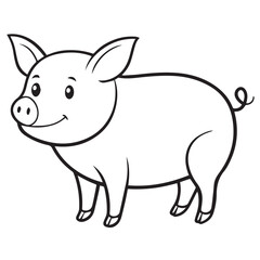 Fototapeta premium coloring page vector illustration of pig