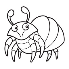 Obraz premium Cute Cartoon Hermit Crab Coloring Page for Kids