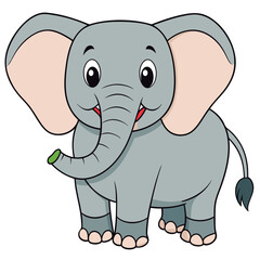 Fototapeta premium Cute cartoon elephant smiles happily.