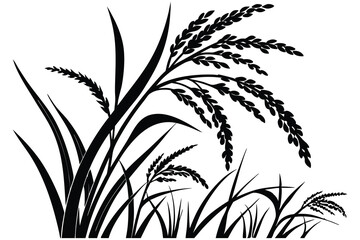 Green grass silhouette vector with wheat ears illustration, a nature-inspired design