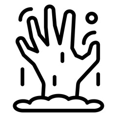 Hand from grave line icon, halloween concept. Vector graphics. Zombie hand sign on white background, style mobile or design.