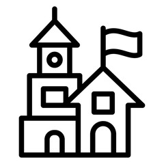 Castle line icon, Historical theme concept. Vector graphics. House and castle sign on white background, style mobile or design.