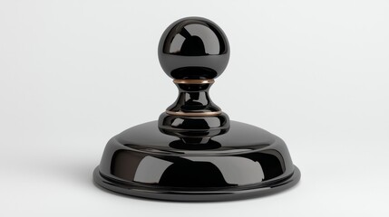 Black High Gloss Finial with Ornate Base on Light Gray Background
