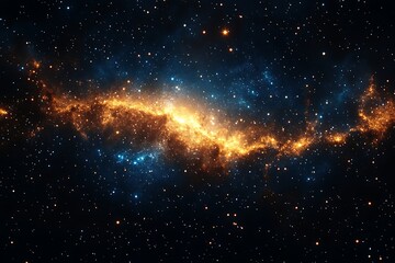 Fototapeta premium Cosmic Nebula Fiery Orange Blue Galactic Cloud.