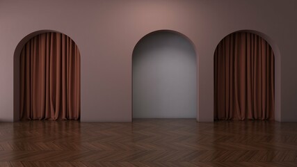 Empty room with wall background. 3D illustration, 3D rendering	