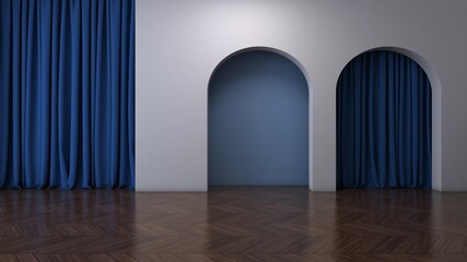 Empty room with wall background. 3D illustration, 3D rendering	