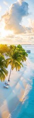 Relaxing sunset on a tropical beach maldives landscape photography serene environment aerial view vacation dream