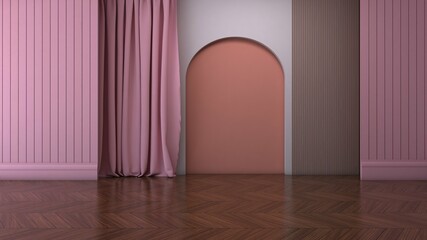 Empty room with wall background. 3D illustration, 3D rendering	