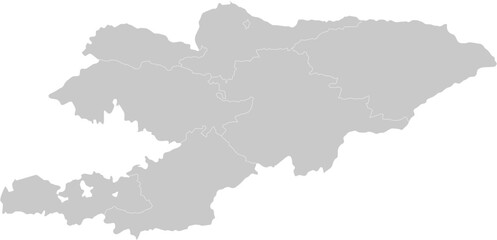 Kyrgyzstan administrative vector map with level 1 region boundaries – PPT-compatible & fully editable by region