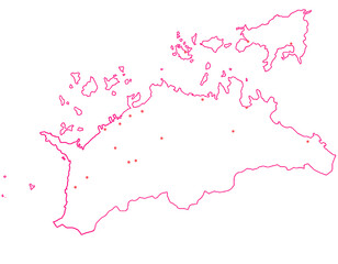 Obraz premium 香川県 地図 白 斑点 イラスト