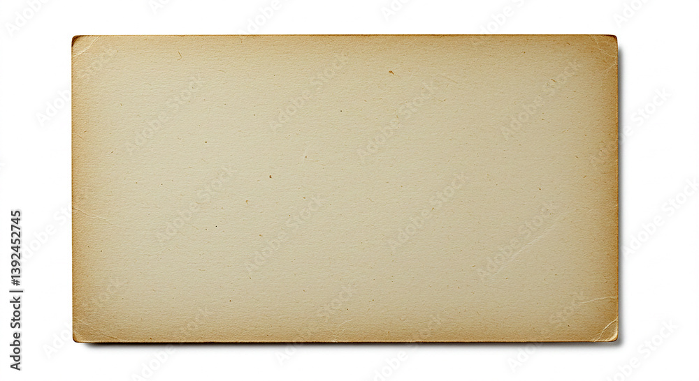 Poster old paper sheet on a white surface. vintage texture with age marks. blank card isolated with copy sp