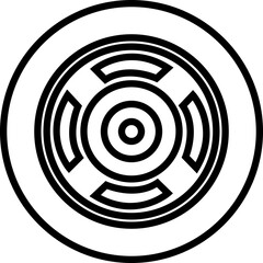 Wheel tires icon in line. Black rubber wheel tire disks auto service isolated on transparent background