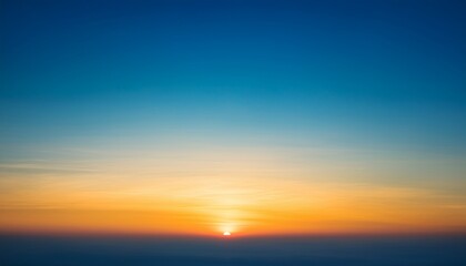 abstract gradient sunrise in the sky with blue and orange natural background