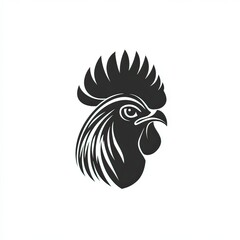 Monochrome rooster head artwork in elegant style for heraldic design