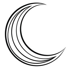 Crescent Moon Line Art Vector Illustration

