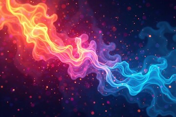 Iridescent flames engulf a dark canvas, vibrant colors merging into ethereal forms, abstract art, emotive depiction