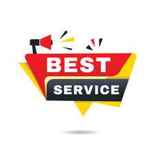 Best service label modern announcement banner isolated vector megaphone icon. Speech Design element.