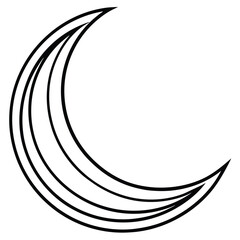 Crescent Moon Line Art Vector Illustration

