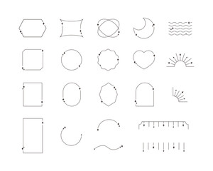 シンプルな線と星のきらめきのベクターフレームセット