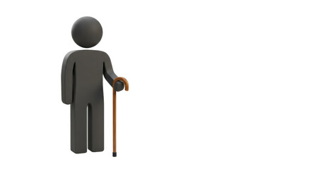 Isolated Man with Cane