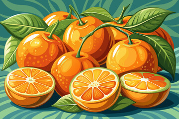 vector of Fresh oranges