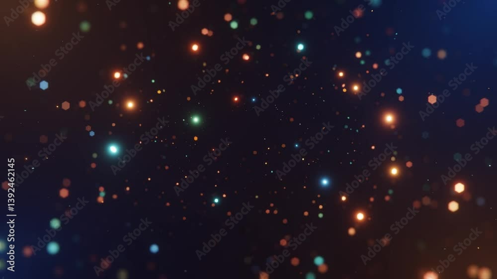 Wall mural abstract motion background shining gold particles. shimmering glittering particles with bokeh. popul