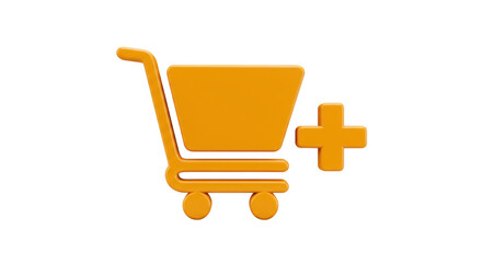 Isolated Shopping Cart with Plus Icon