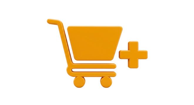 Isolated Shopping Cart with Plus Icon