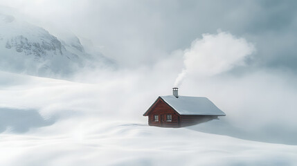 house, home, winter, snow, landscape, building, sky, nature, estate, architecture, roof, tree, cold, village, cabin, white, mountain, 3d, cottage, wood, real, property, construction, illustration, win