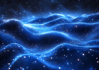 Glowing Blue Cosmic Waves with Abstract Background.