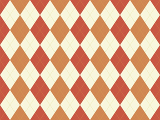 Elegant argyle pattern in warm autumnal hues.  Perfect for fallthemed designs, textiles, or website backgrounds.  Classic geometric style conveys sophistication and tradition.