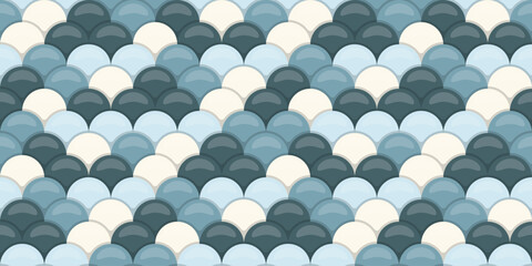 Seamless pattern of overlapping scales in calming blue and white hues.  Elegant, textured design ideal for backgrounds, website templates, or textile prints. Evokes serenity and sophistication. © Olena