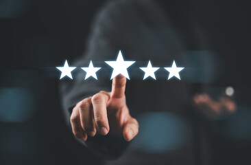 Customer rating and satisfaction survey concept, 5-star bestsellers. Service experience rating...