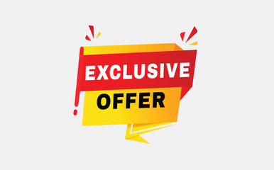Exclusive offer label in red Advertising, Promo design, banner template or web element.