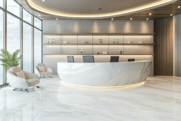 A headquarters office of a beauty salon featuring a modern interior design in its retail and lobby spaces
