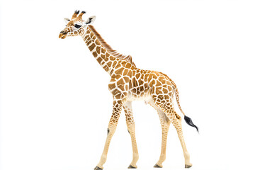 Fototapeta premium a giraffe standing in the snow with its head turned