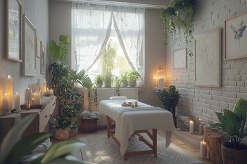 Fototapeta premium Incorporating aromatherapy into its atmosphere, Beauty Salon Aromatherapy offers a tranquil experience for patrons