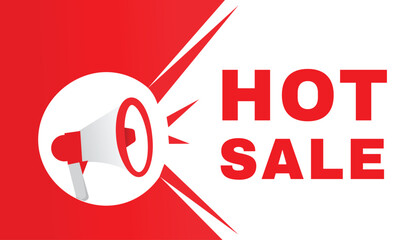 Hot sale banner and icon megaphone announcement vector graphic design. Modern style element for advertising announce.