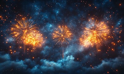 Night Sky Fireworks Celebration with Festive Display.
