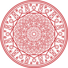 Intricate Red Mandala Design for Coloring Books or Decor