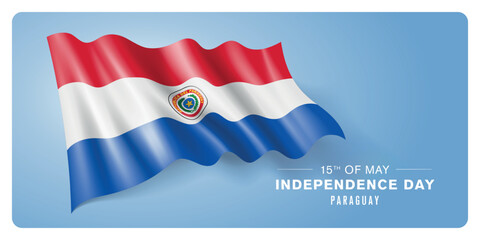 Paraguay independence day vector banner, greeting card.