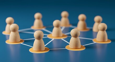 Obraz premium The main leader linked to employees through lines. Business personnel management. Delegation of tasks, distribution of responsibilities. Influence, mediator. Coordination and management