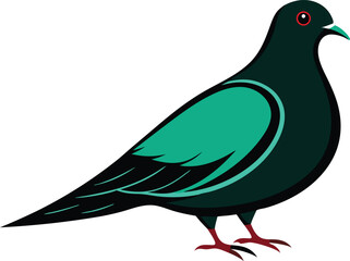 Fototapeta premium Beautiful Emerald Dove bird silhouette black color vector illustration