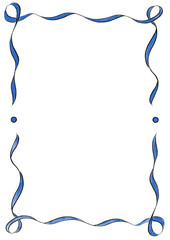 Bright Blue & Black Wavy Ribbon Frame with Dots, wedding menu invitation border, hand drawn baby shower, a4 birthday bbq summer party, clown funfair style, bachelorette bachelor vintage retro